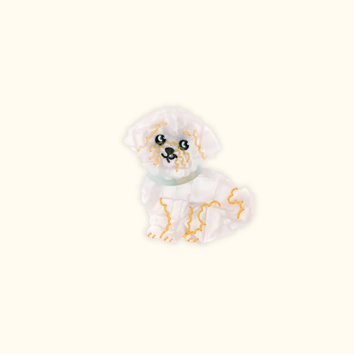Barrette BICHON blanc nacré, COUCOU SUZETTE