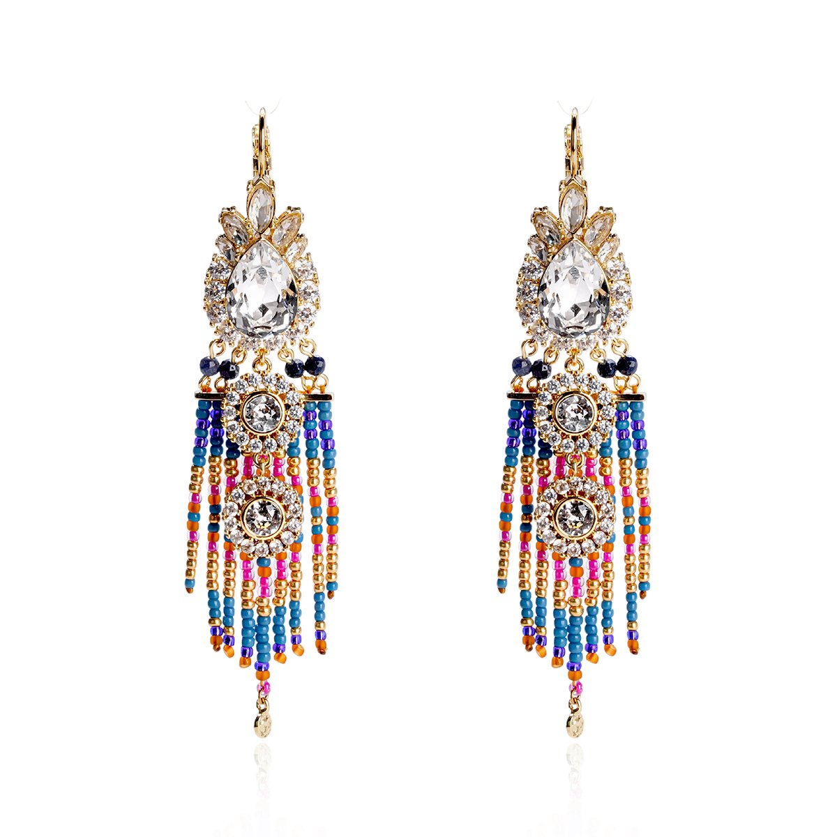 Boucles d'oreilles pendantes avec perles LUANDA indigo, HIPANEMA