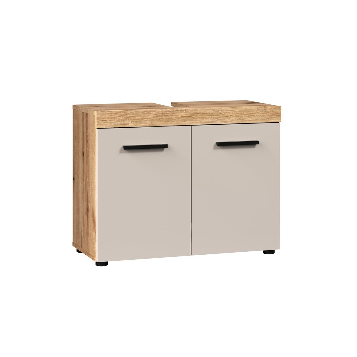 Meuble sous vasque 2 portes décor - MINA beige, CALICOSY
