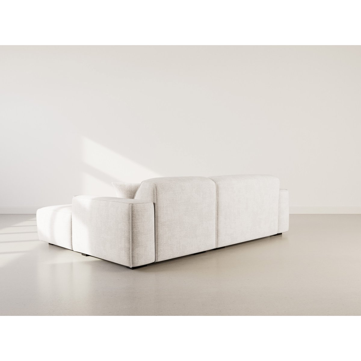 Canapé d'angle droit en velours texturé, LISON beige, BEST MOBILIER