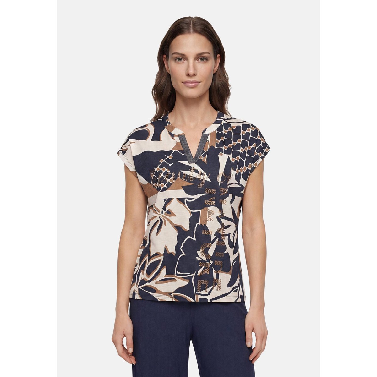 Haut casual à empiècement façon blouse dark blue/nature, BETTY BARCLAY