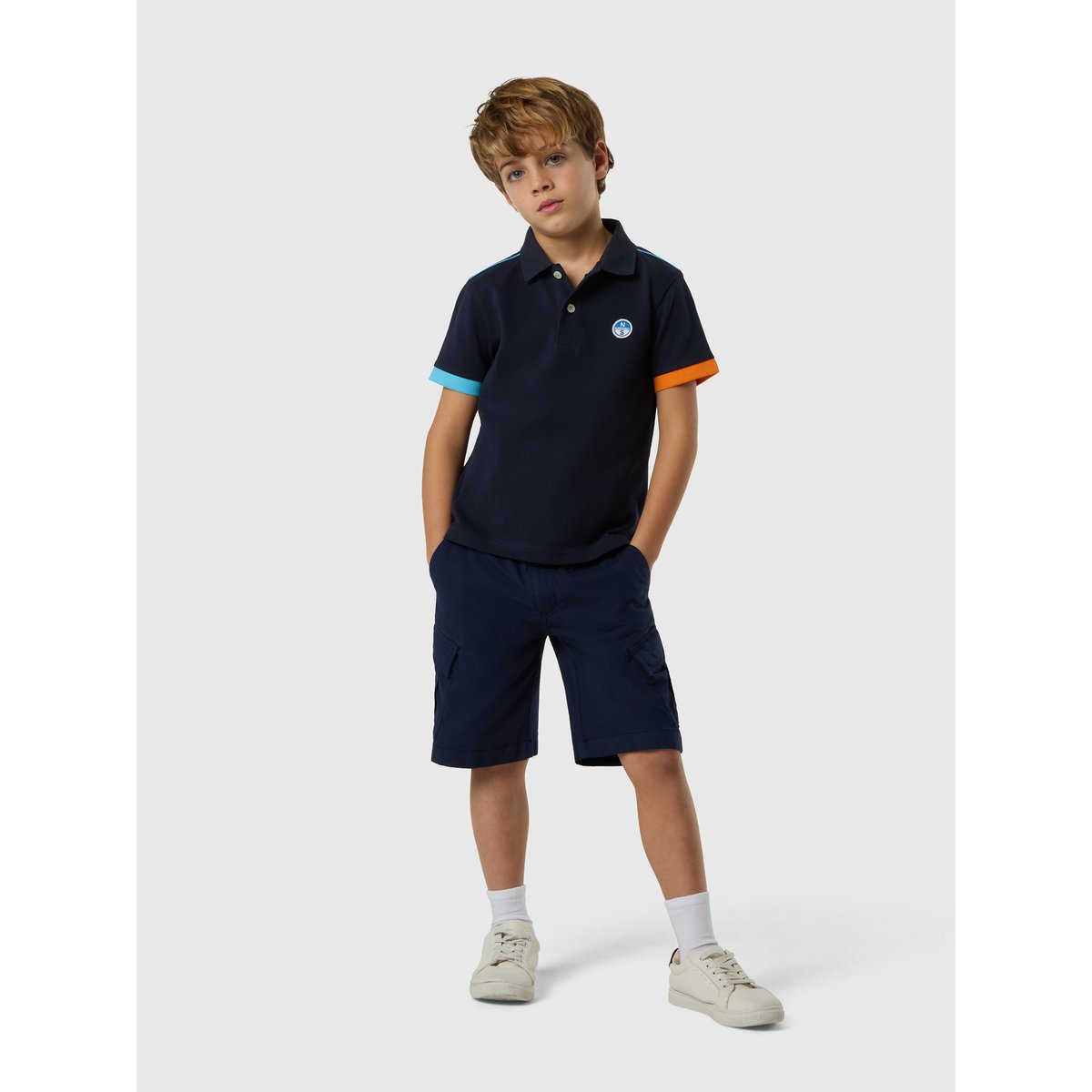 Polo aux poignets dépareillés bleu marine, NORTH SAILS