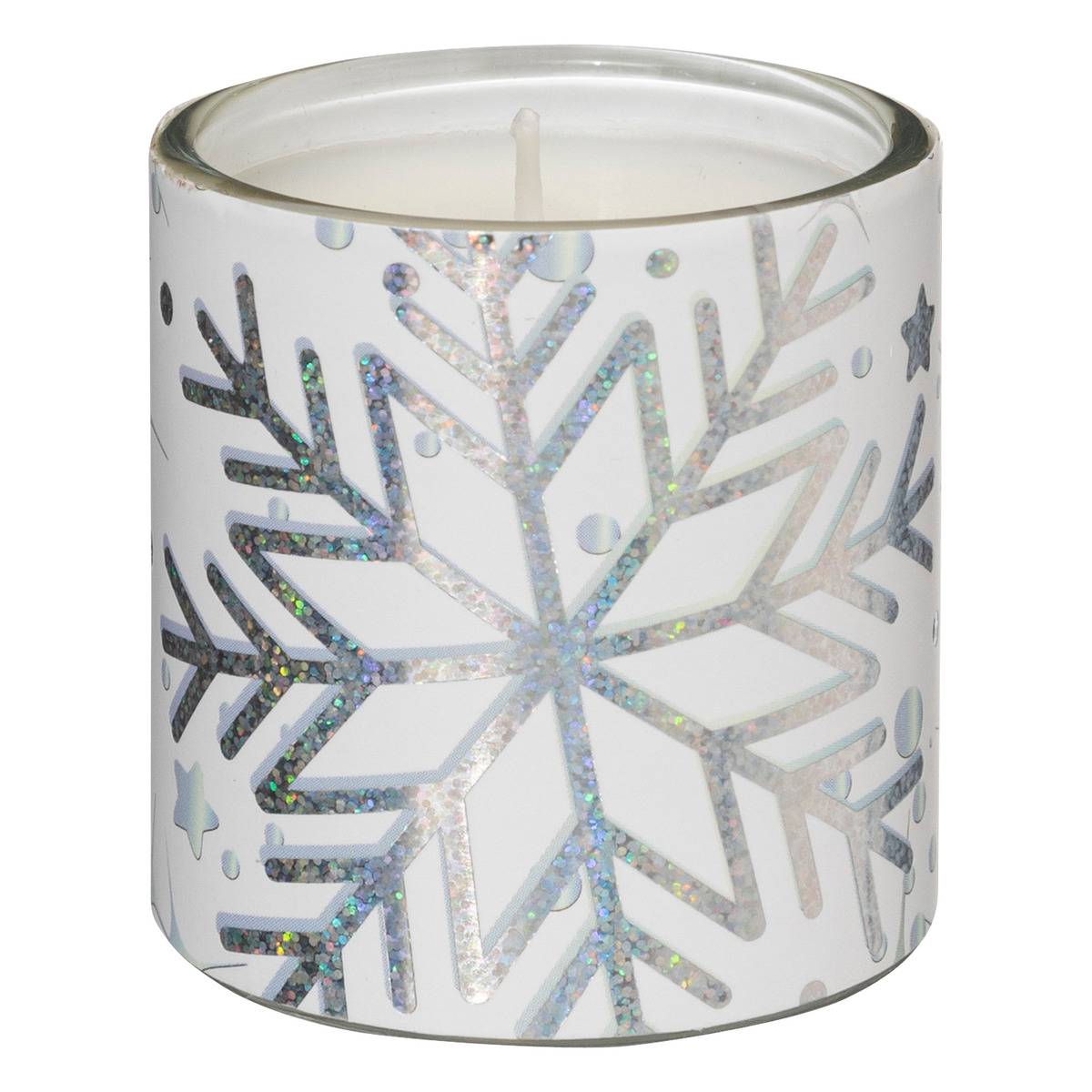 Bougie parfumée photophore imprimé blanc 45g x3 blanc, FEERIC LIGHTS & CHRISTMAS