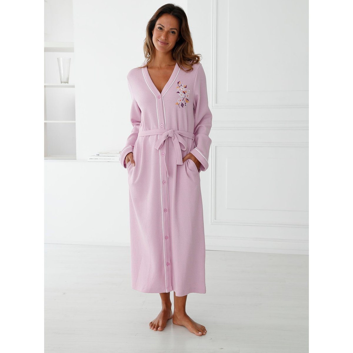 Peignoir maille nid d'abeille lilas, DAXON
