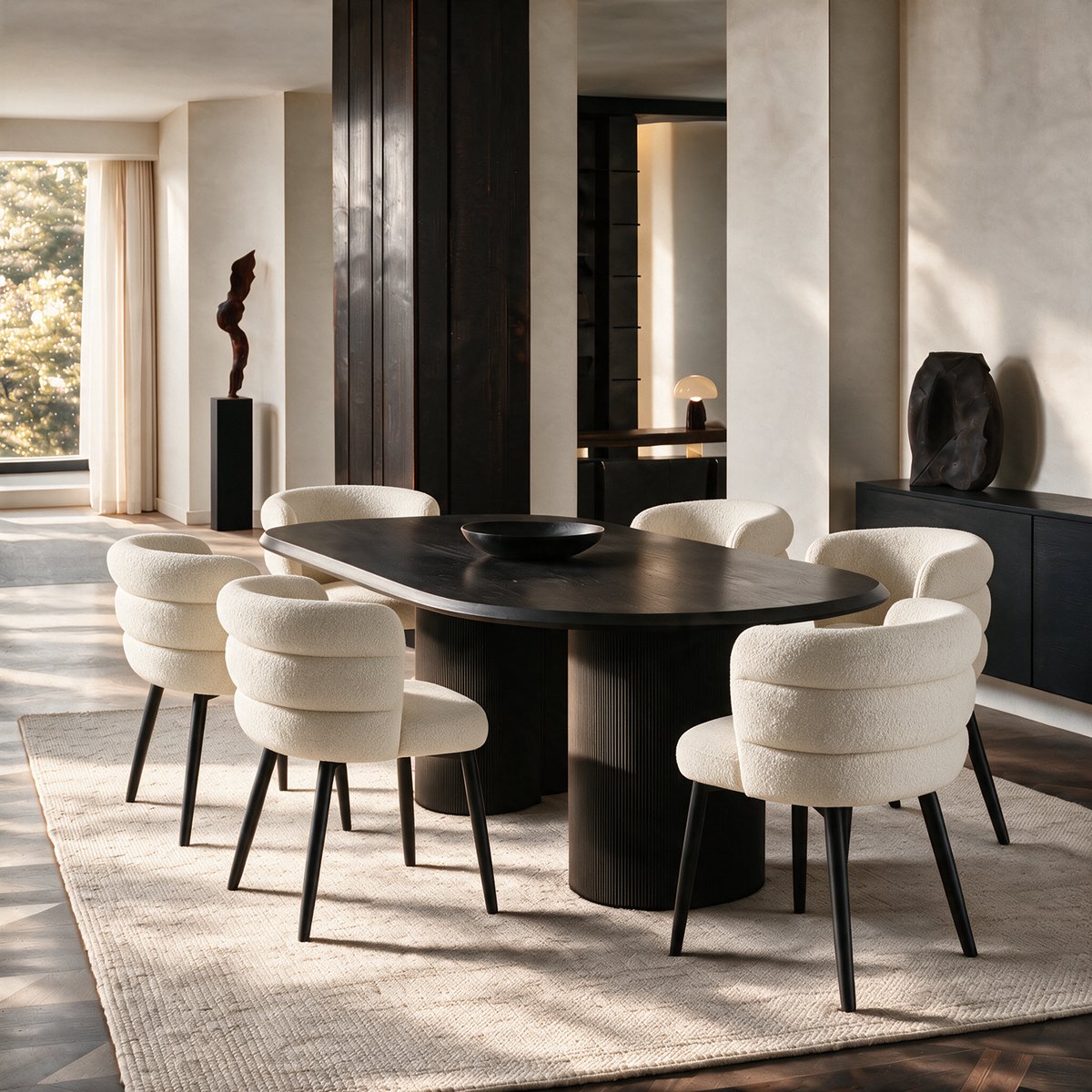 Lot de 2 chaises en velours texturé CHELSEA crème, SIA HOME