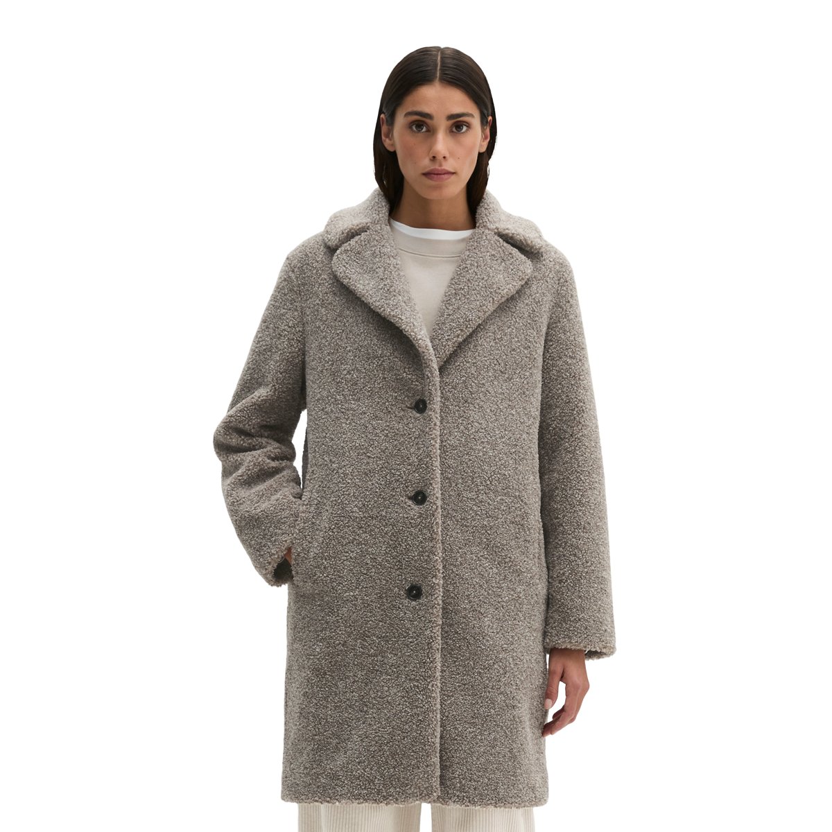 Veste en peluche coupe classique en peluche Curly toute douce beige, MARC O'POLO