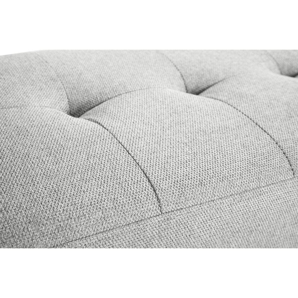 Banc scandinave capitonné en tissu effet velours texturé gris clair et bois clair L130 cm GUESTA gris clair, MILIBOO