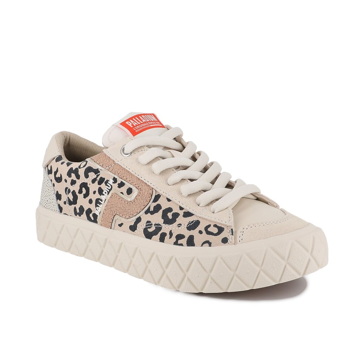 Baskets Basses Palla Ace Lo Mix cuir imprimé léopard, PALLADIUM