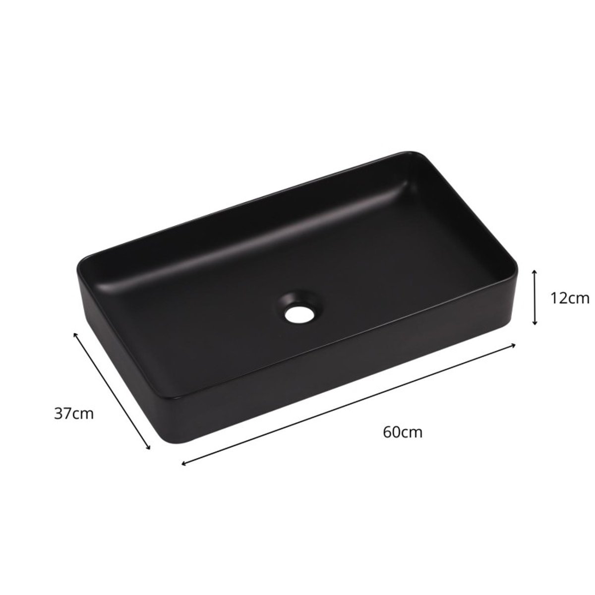 Vasque à poser rectangle en céramique blanche 60x37cm SADDY noir mat, MOB IN