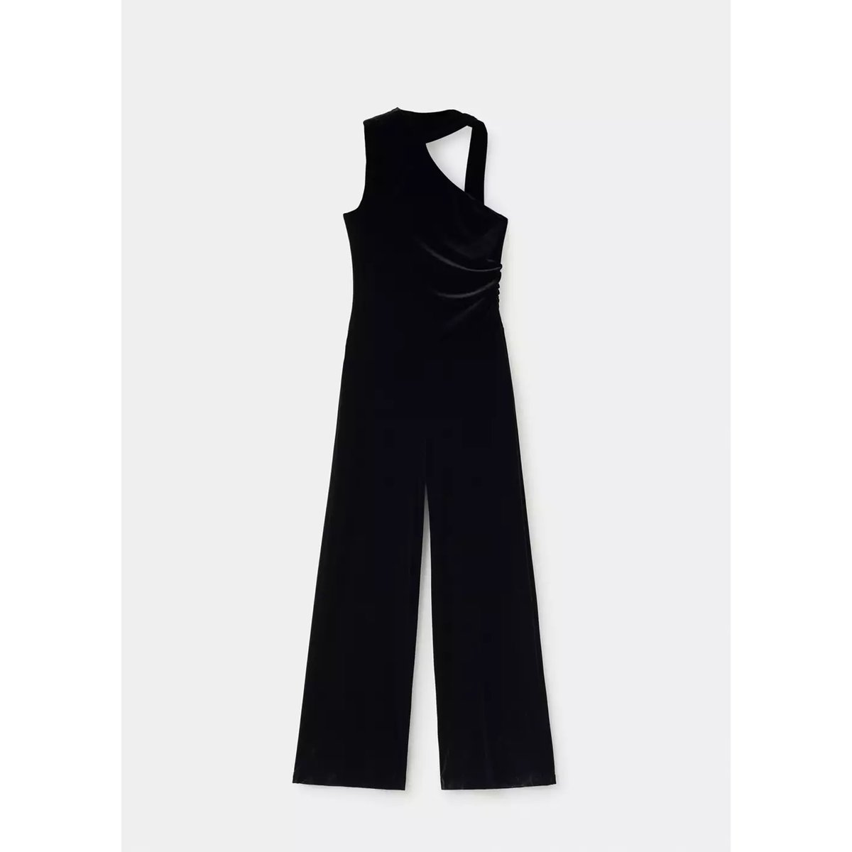 Combinaison en velours à col foulard noir, MANGO
