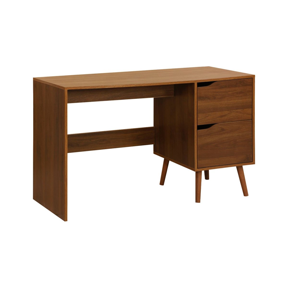 Bureau décor bois 2 tiroirs NEPAL effet noyer, SWEEEK