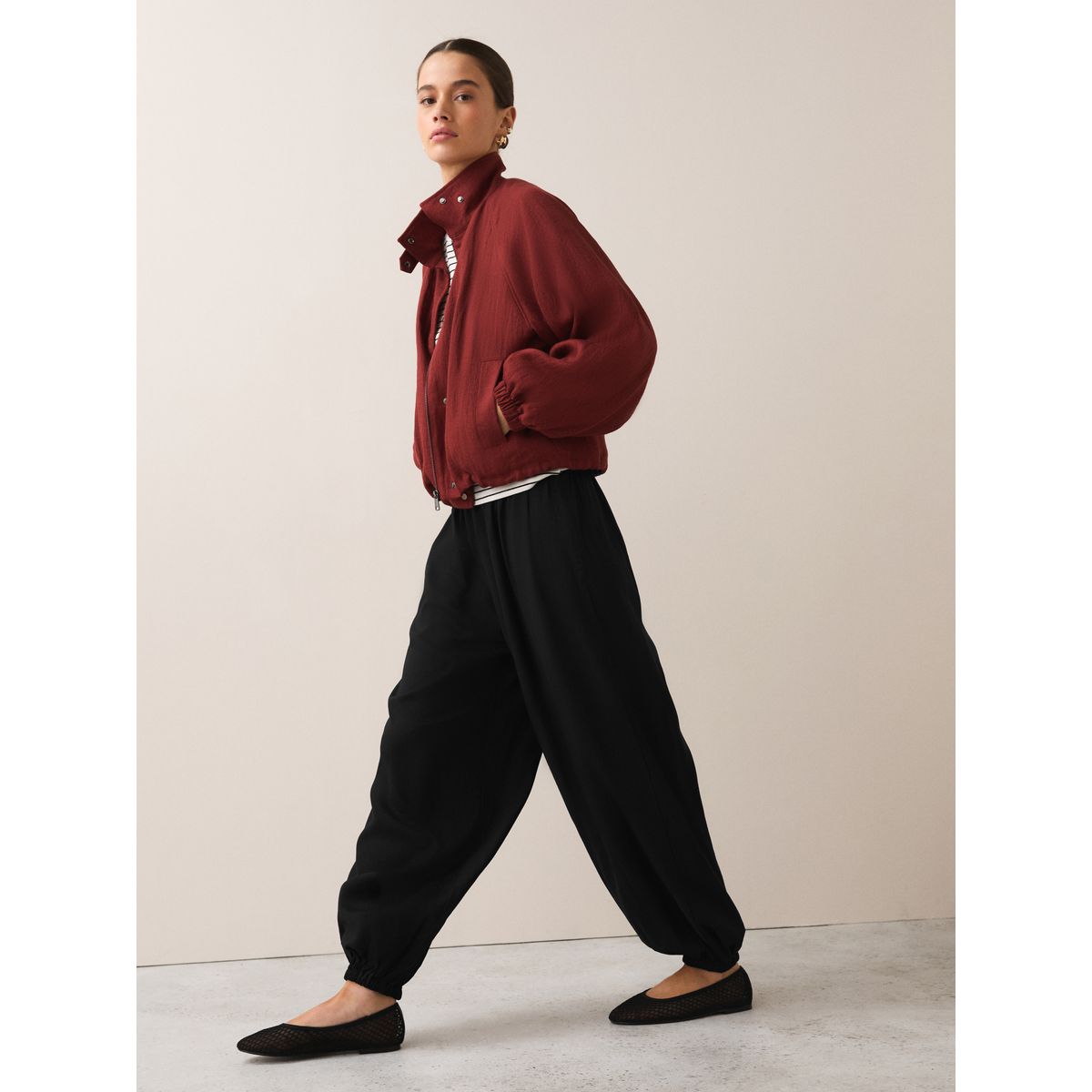 Pantalon bouffant en lin mélangé, lot de 2 blanc/noir, NEXT