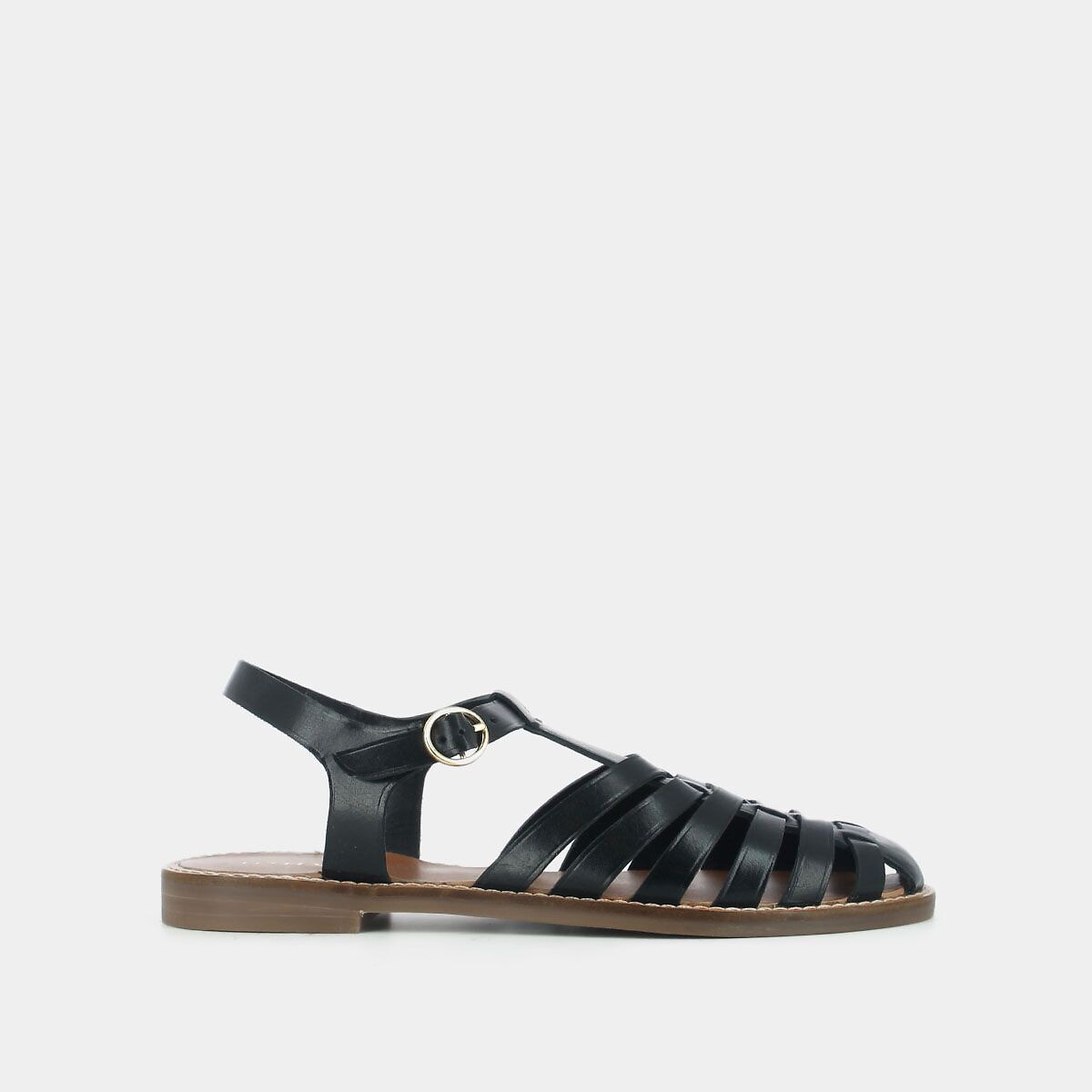 Sandales en cuir fisherman Wolf noir, JONAK