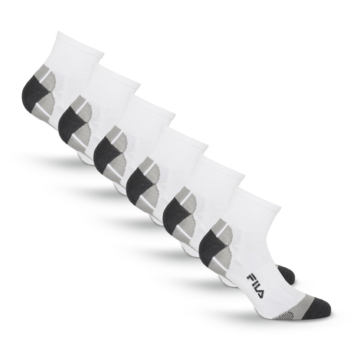 Lot De 6 Chaussettes Quarter blanc/gris/noir, FILA