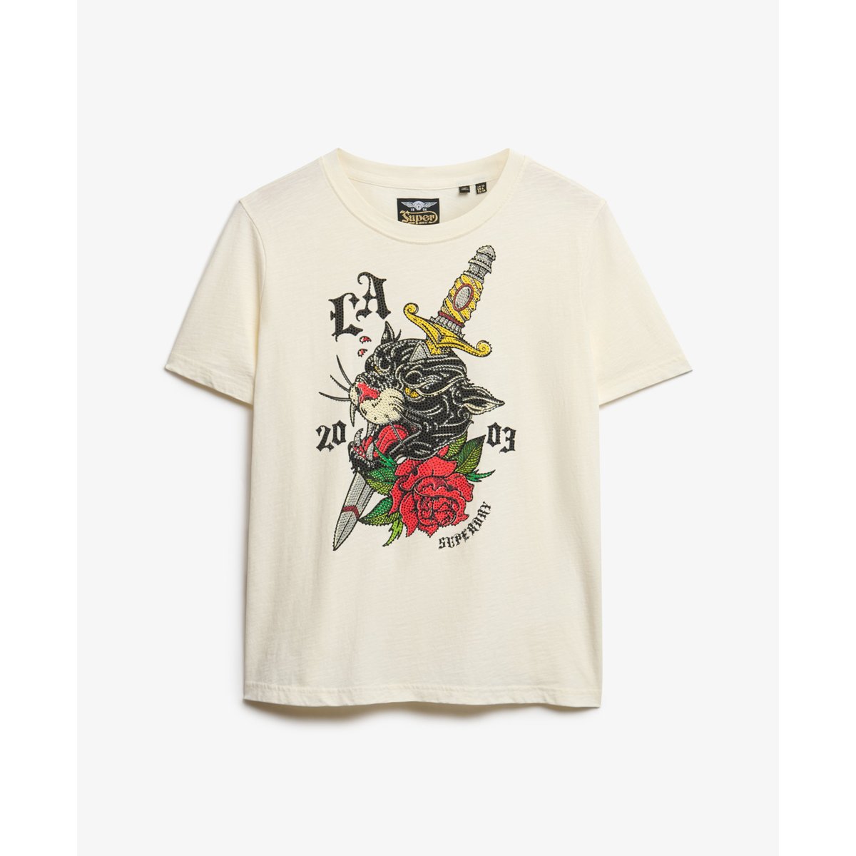 T-shirt Neo Trad Tattoo Coupe Décontractée blanc cassé flammé, SUPERDRY