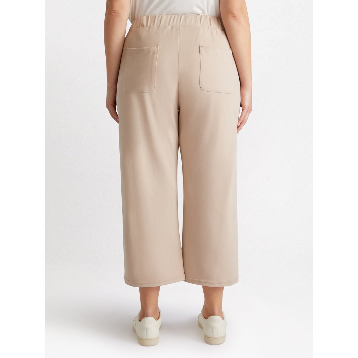 Pantalon de jogging court avec bords en dentelle beige, FIORELLA RUBINO