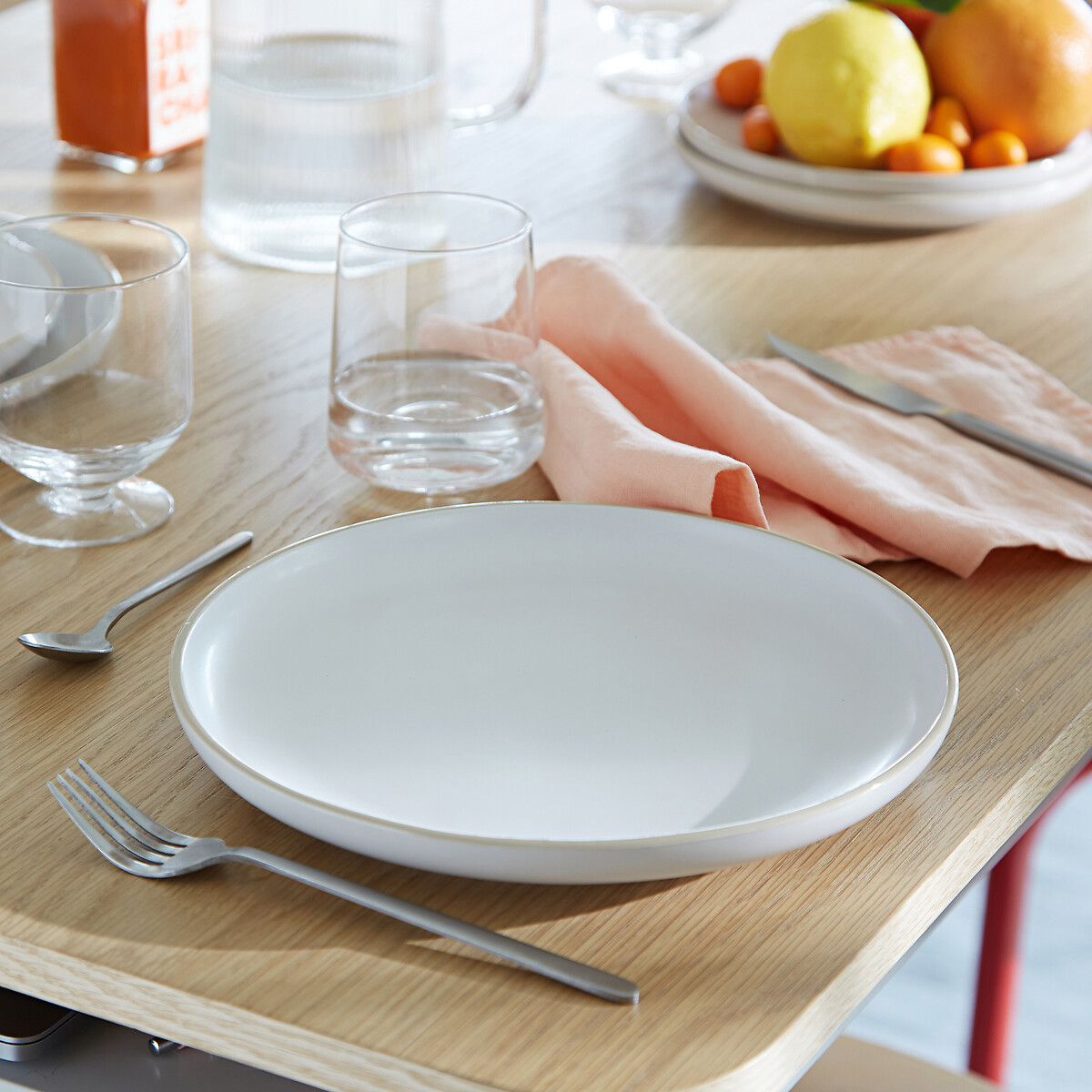 Lot de 6 assiettes plates, en grès mat, Nordik ecru, LA REDOUTE INTERIEURS