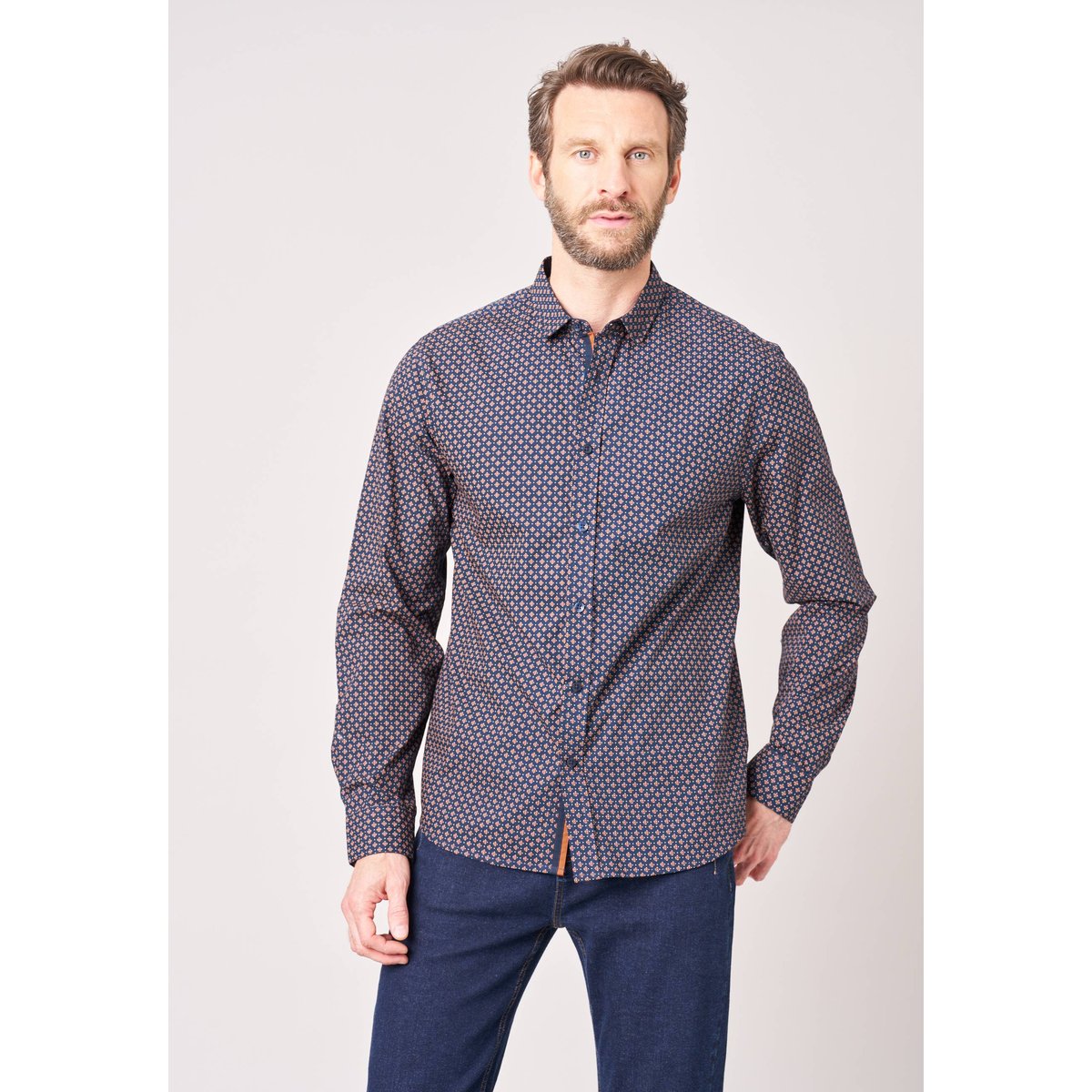Chemise régular homme en 100% coton SILAS navy, DEELUXE