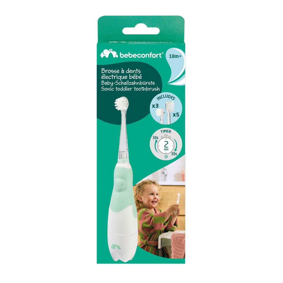 Brosse à dents électrique bébé première dents couleur unique, BEBECONFORT