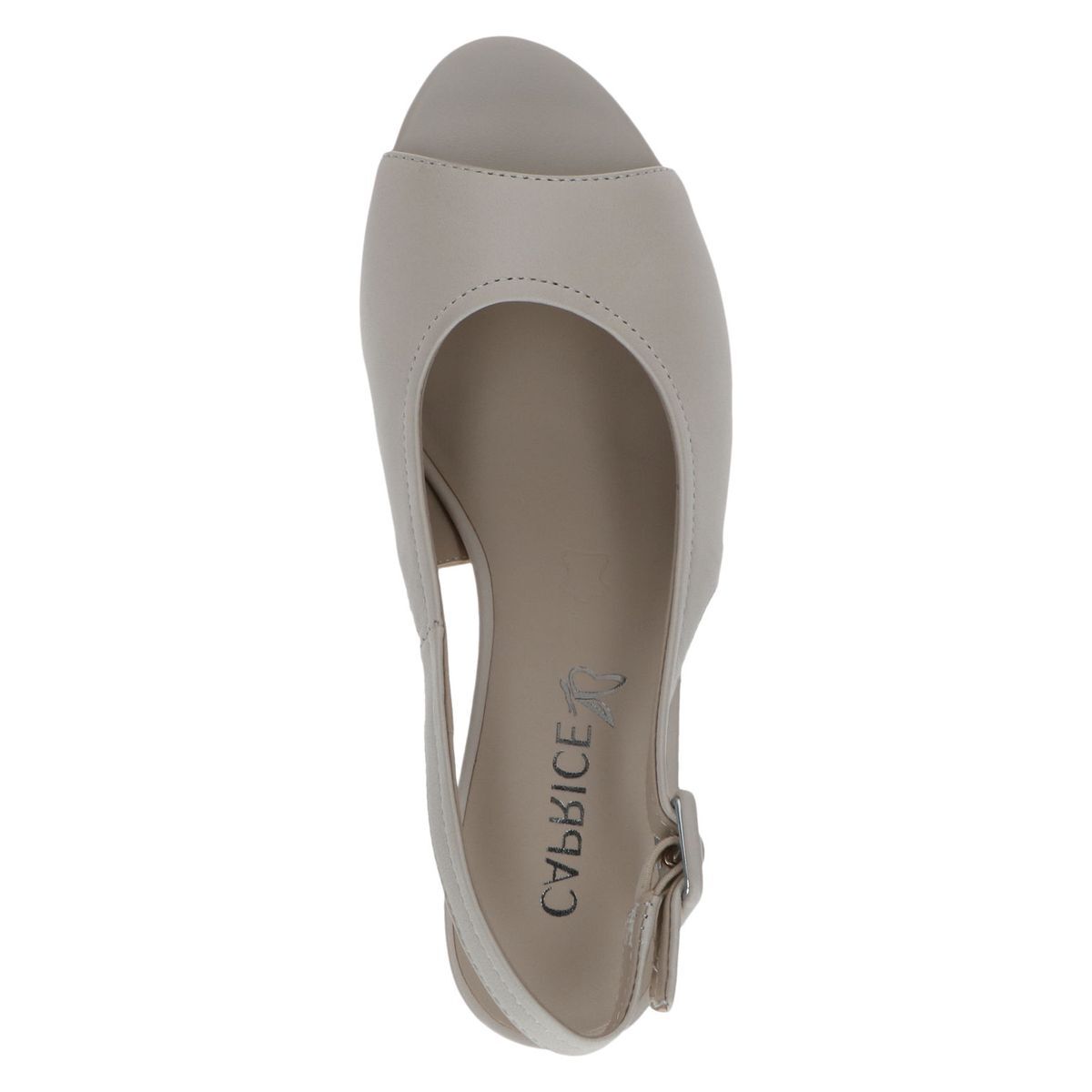 Sandale à talon en cuir blanc mat, CAPRICE
