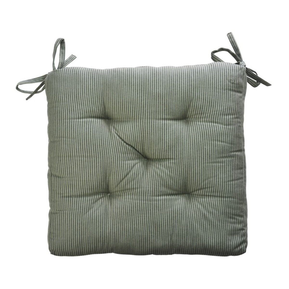 Galette de chaise coton rayé vert olive, MADAM STOLTZ