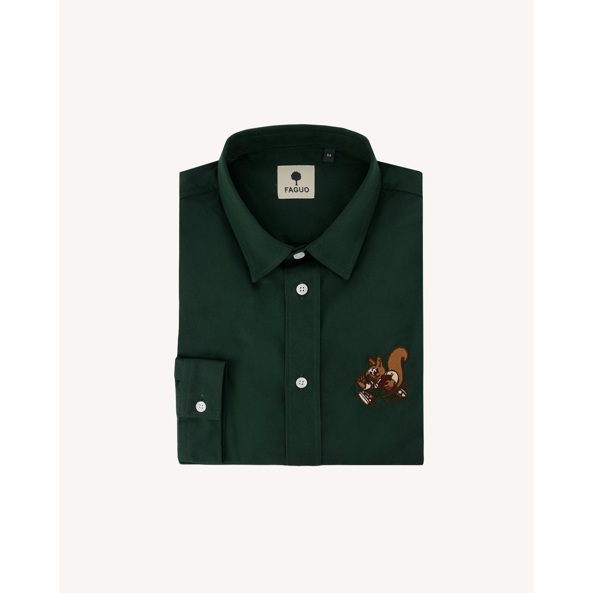 Chemise en tissu sergé vert forêt, FAGUO