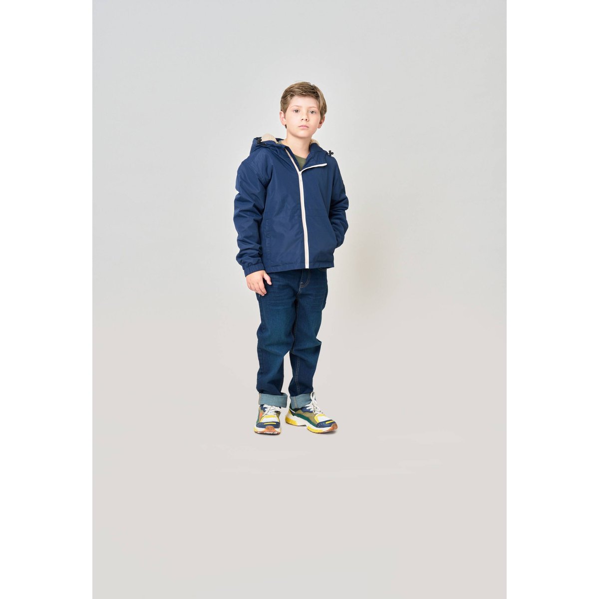 Blouson regular garçon doublé en sherpa VINCOURT dark navy, DEELUXE