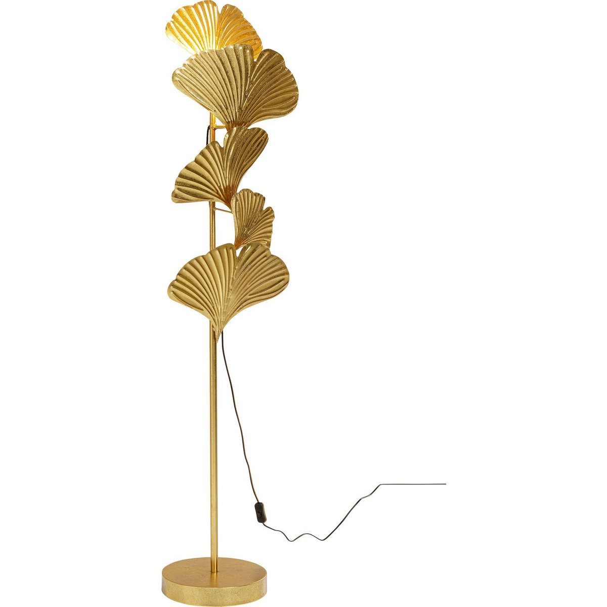 Lampadaire feuilles de ginkgo en acier or, KARE DESIGN