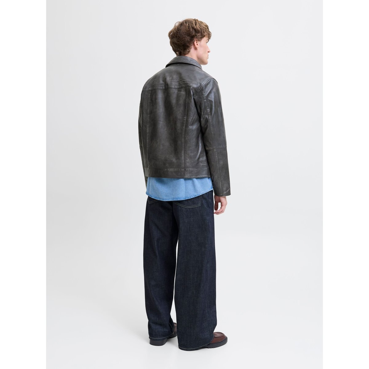 Veste En Cuir anthracite, JACK & JONES