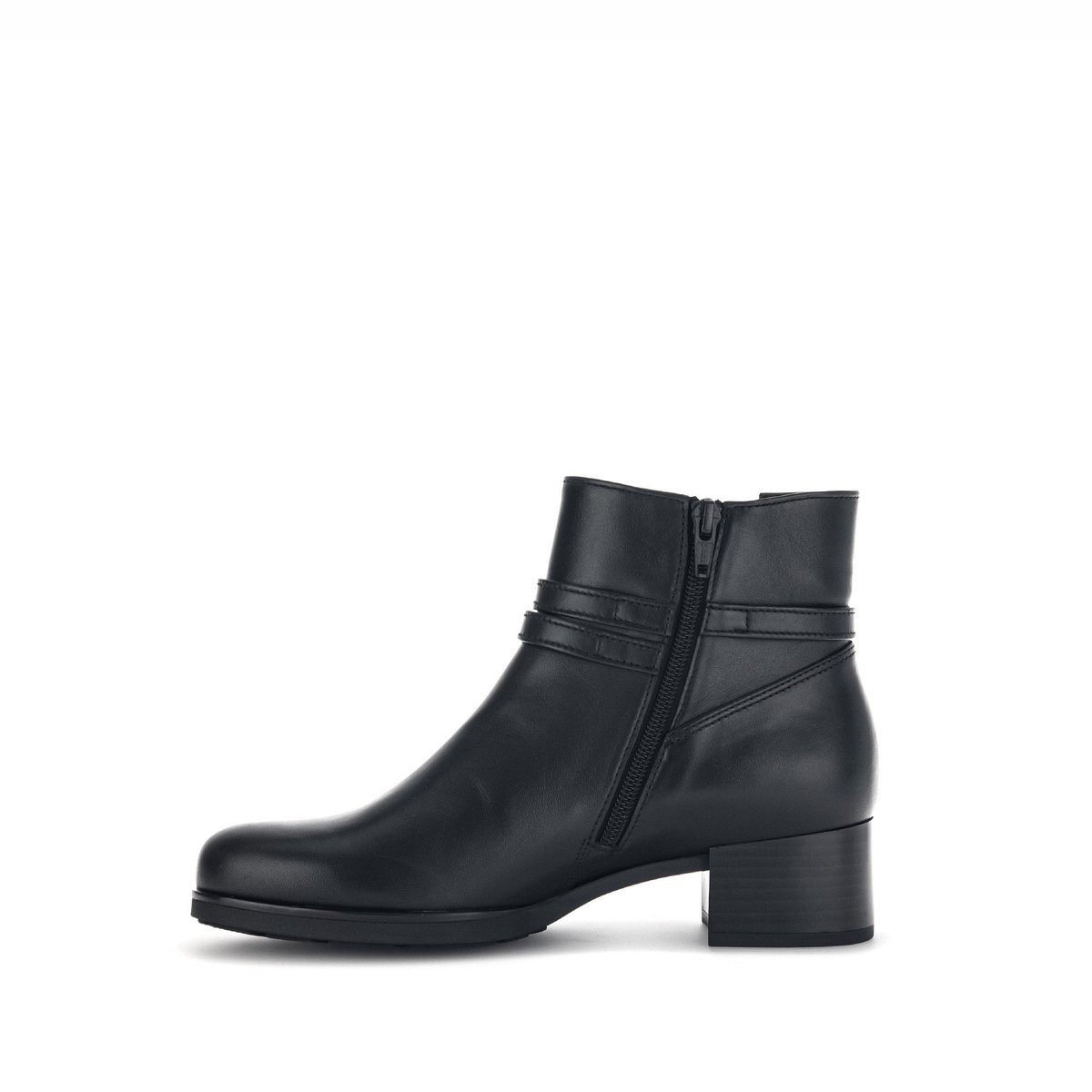 Bottines en cuir à talon bloc noir lisse, GABOR