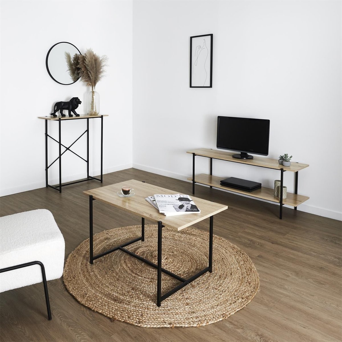 Table basse en bois et métal KALO marron, THE HOME DECO FACTORY