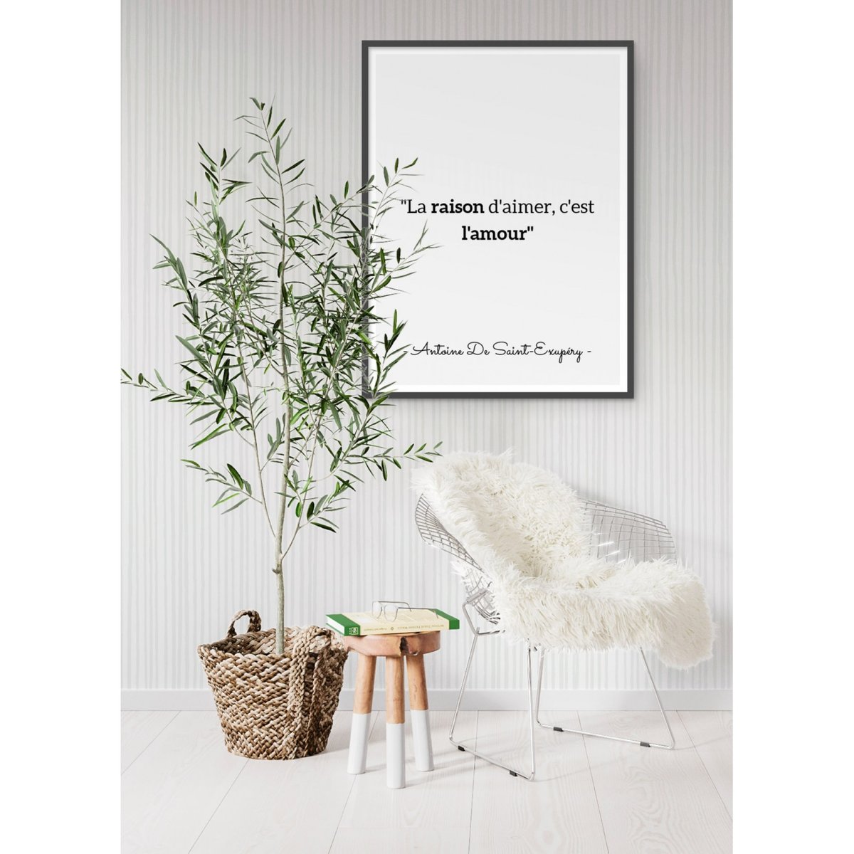 Affiche Antoine Saint-Exupéry : 'La raison d'aimer...' blanc, L'AFFICHERIE