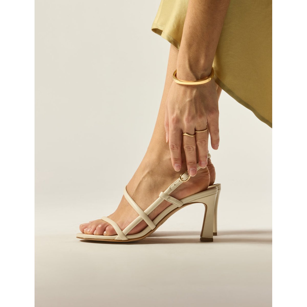 Sandales à talons COLADA cuir écru, ODAJE