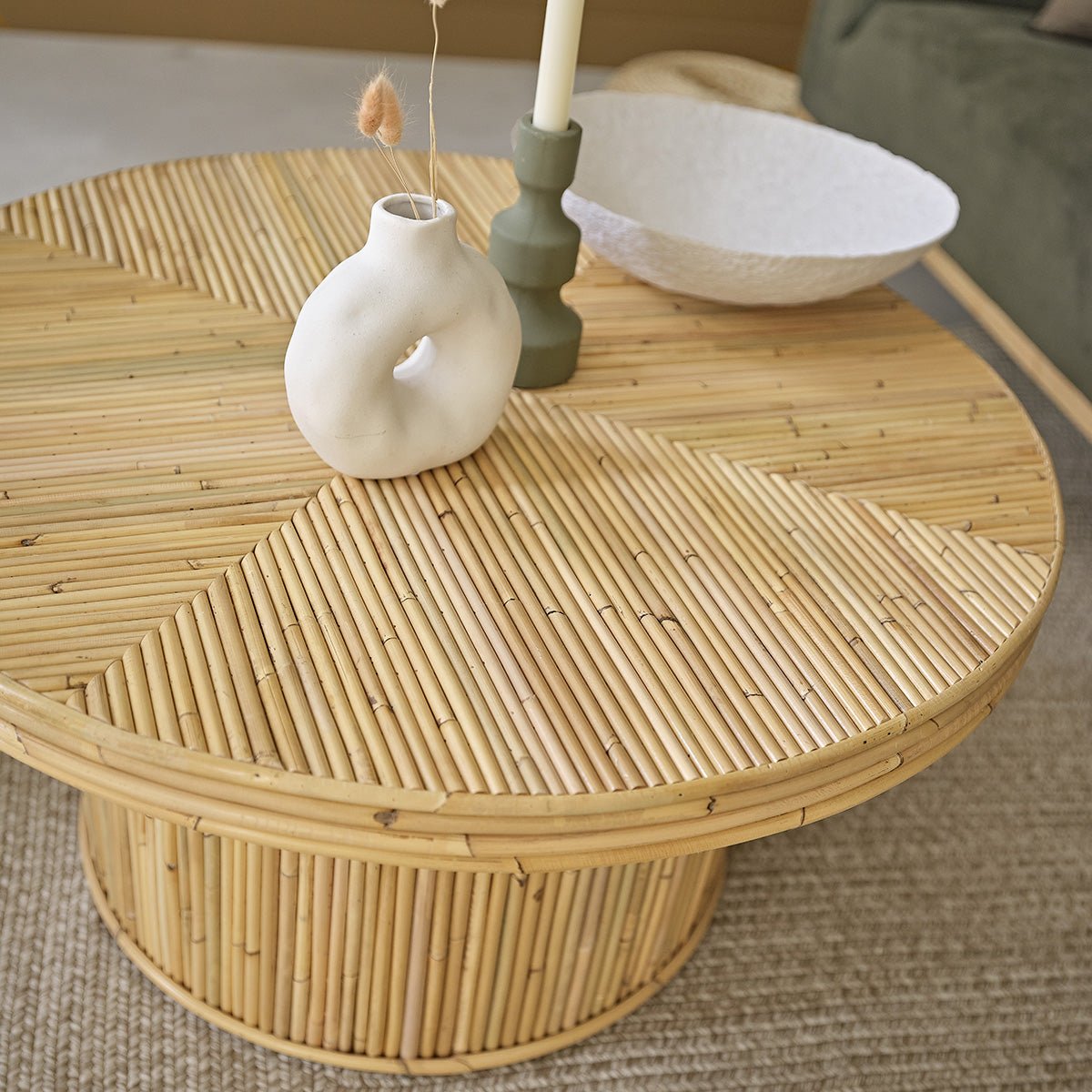 Table basse en canne de rotin 80 cm ALMA naturel, BERAH GETAH
