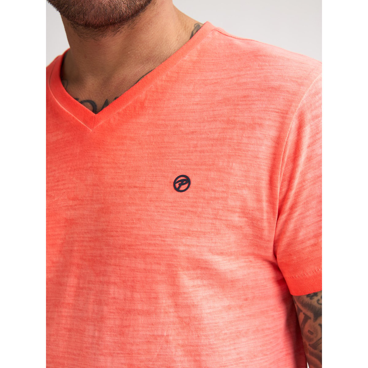 T-shirt col v polarissur rose fiery coral, PETROL INDUSTRIES