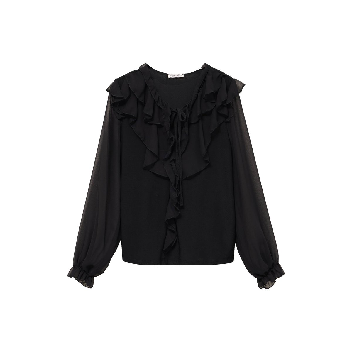 Blouse col v manches longues noir, CACHE CACHE