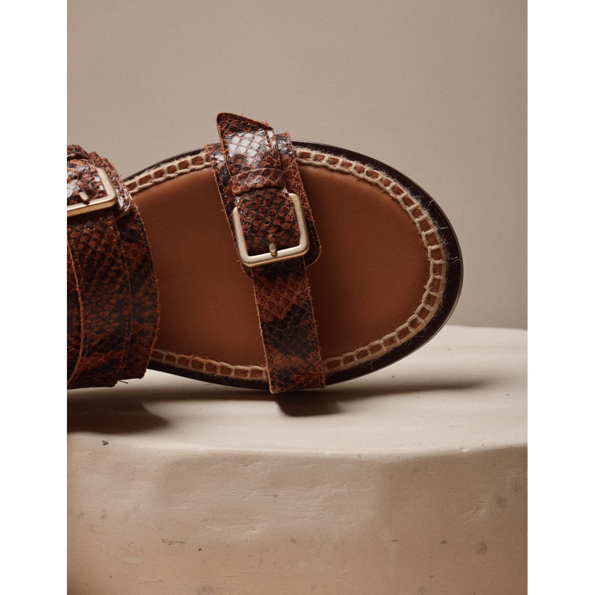 Espadrilles LOZI cuir python marron, ODAJE