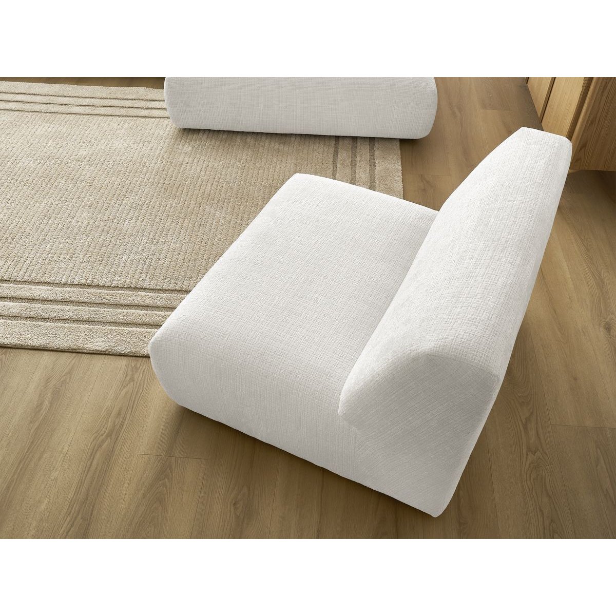 Canapé modulable 4 places en tissu texturé, SIRIUS blanc, BOBOCHIC