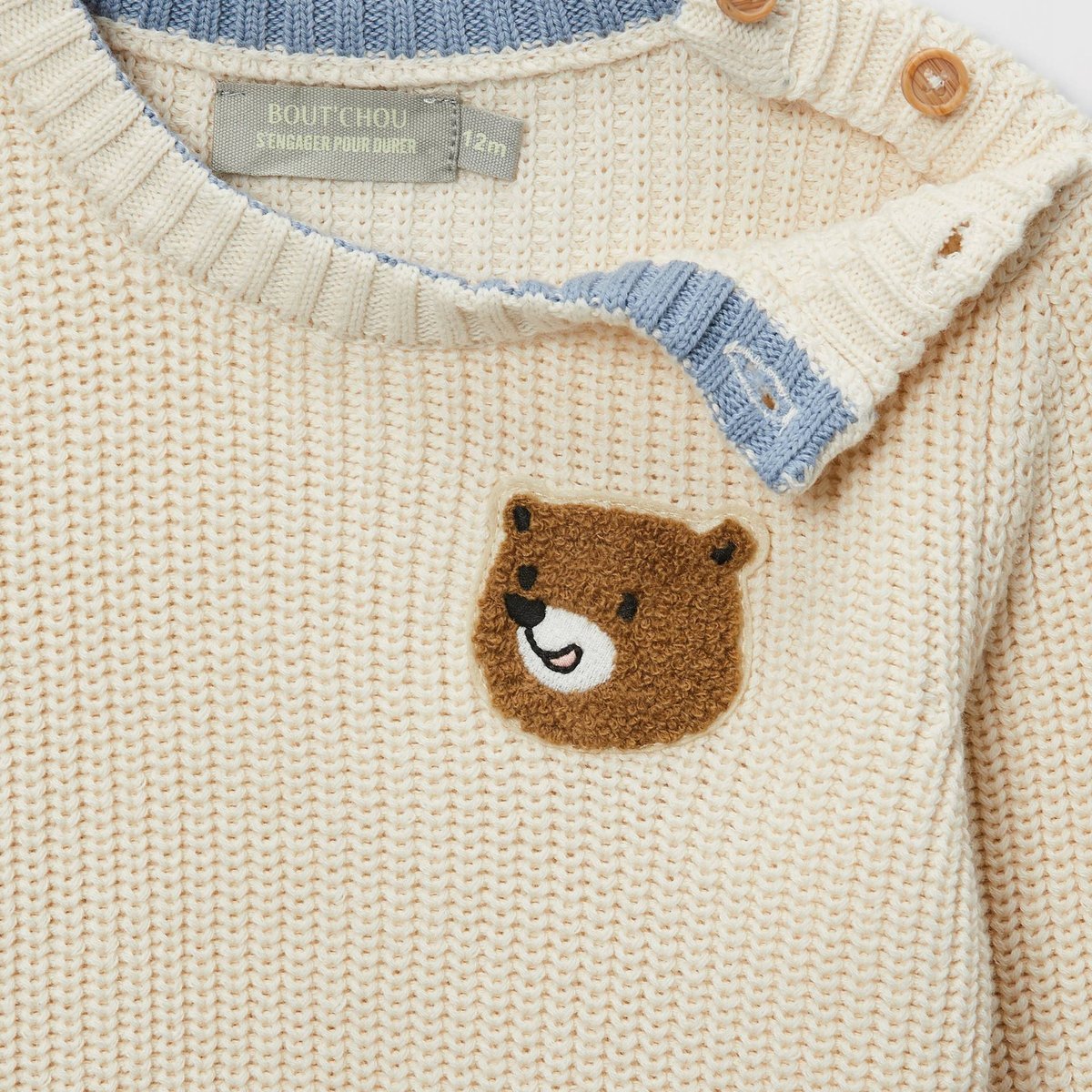 Pull avec patch en coton naturel, BOUT'CHOU