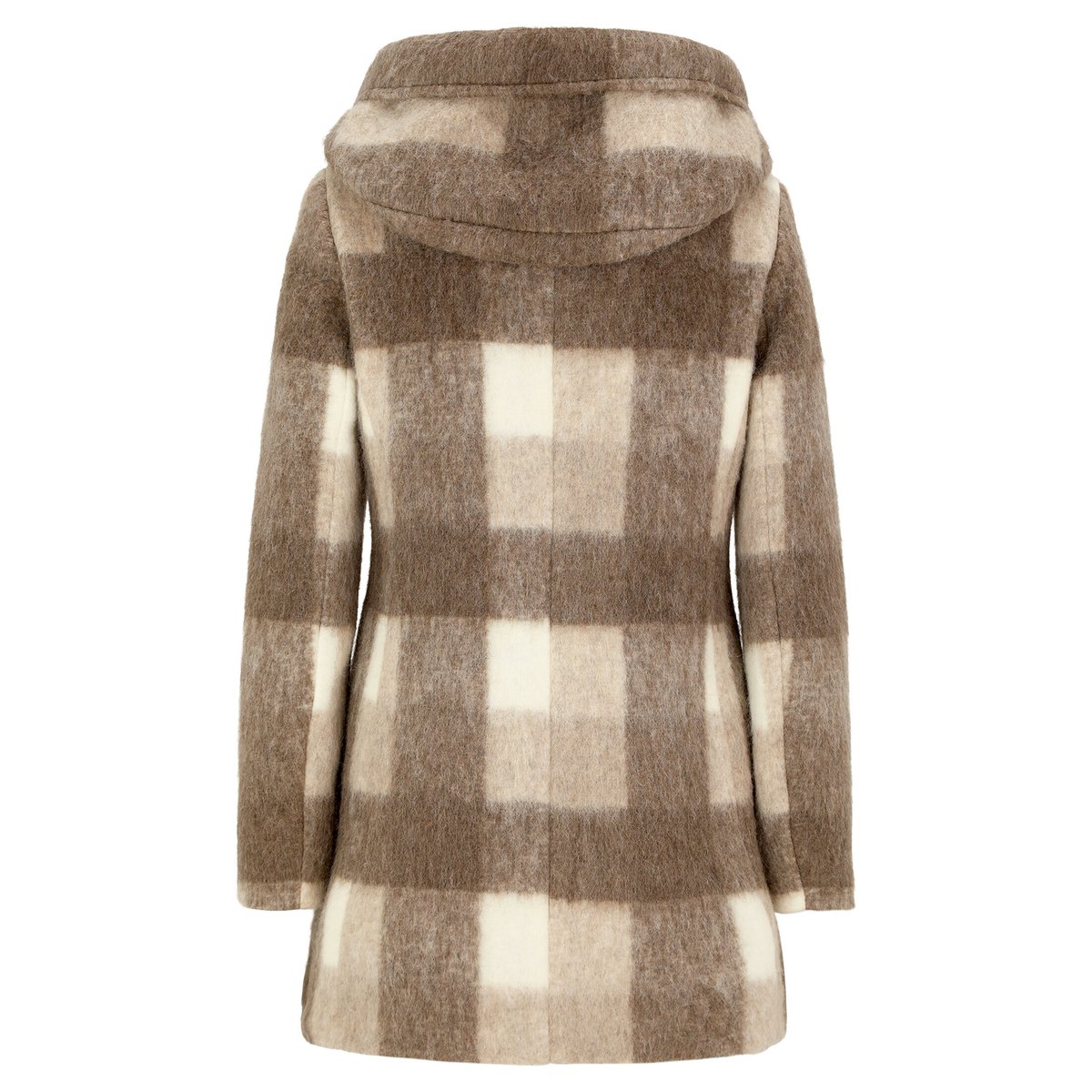 Manteau court à capuche blanc/taupe, AMBER & JUNE