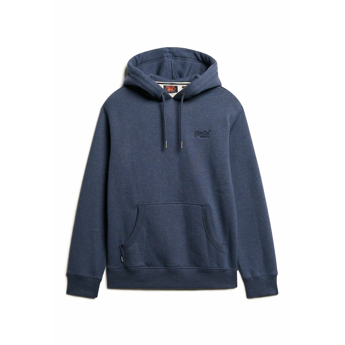 Sweat à capuche à logo Essential bleu marine chiné, SUPERDRY