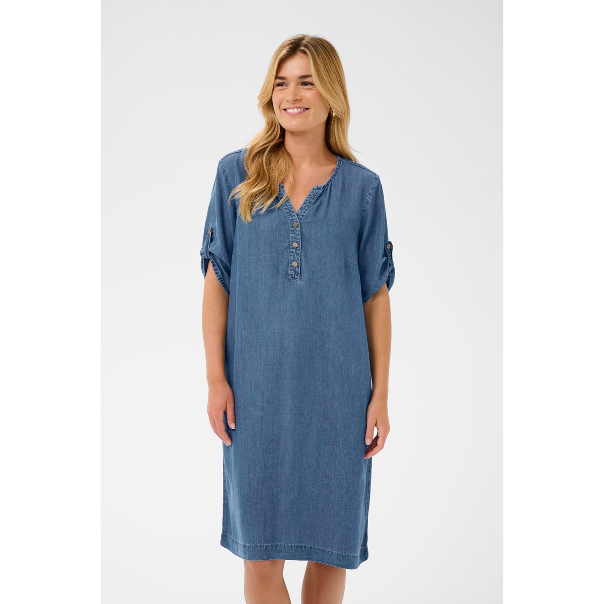 Robe en jean bleu jaspar blue denim, CREAM