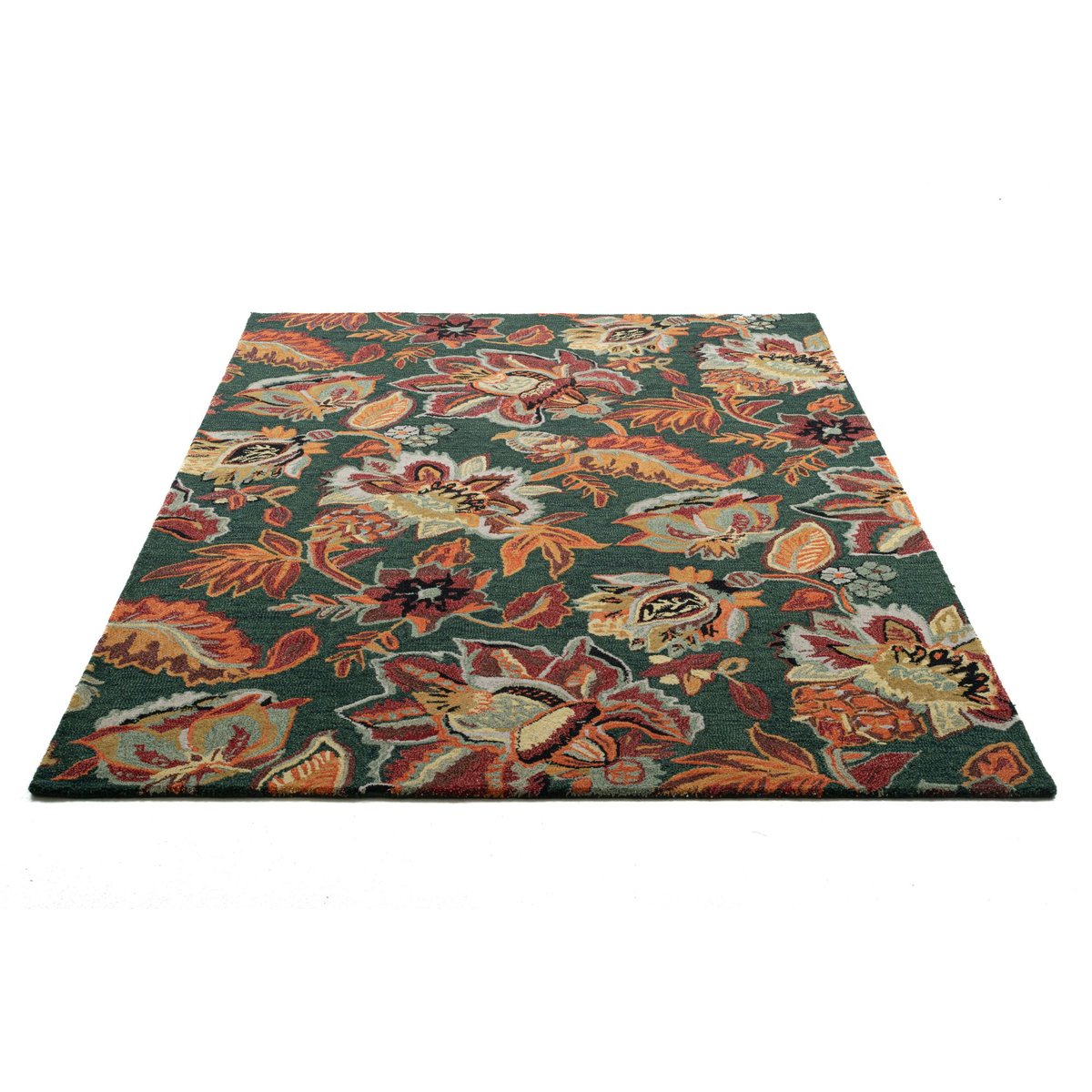 Tapis tufté main en laine vierge et viscose beige, THEKO