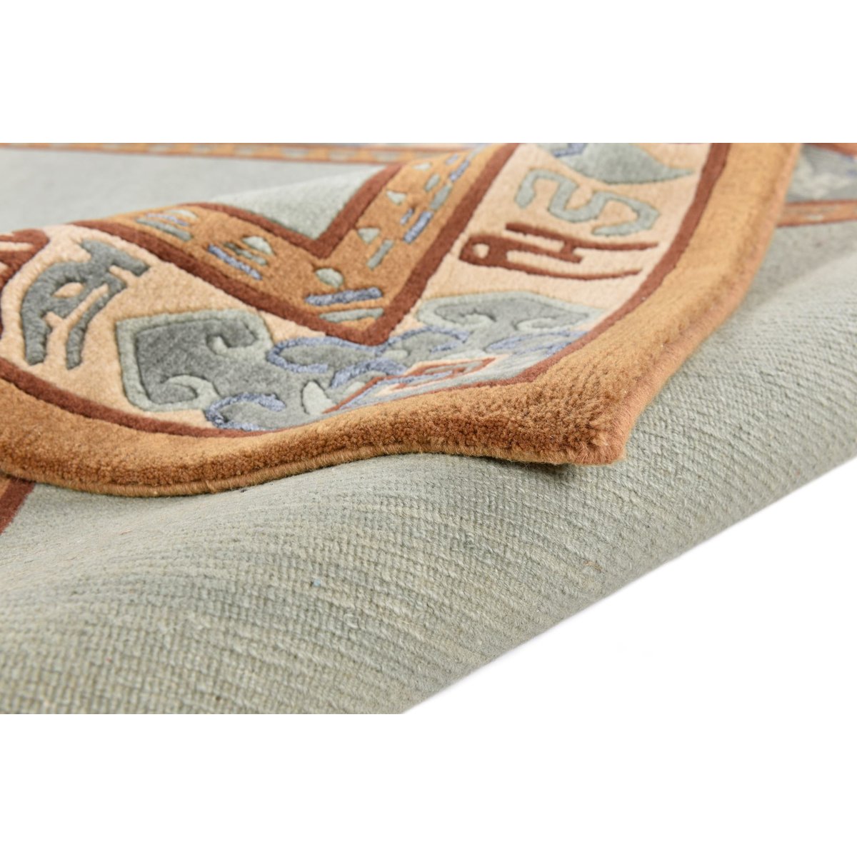 Tapis Gurkha Seta noué main laine et viscose terracotta multicolore, THEKO