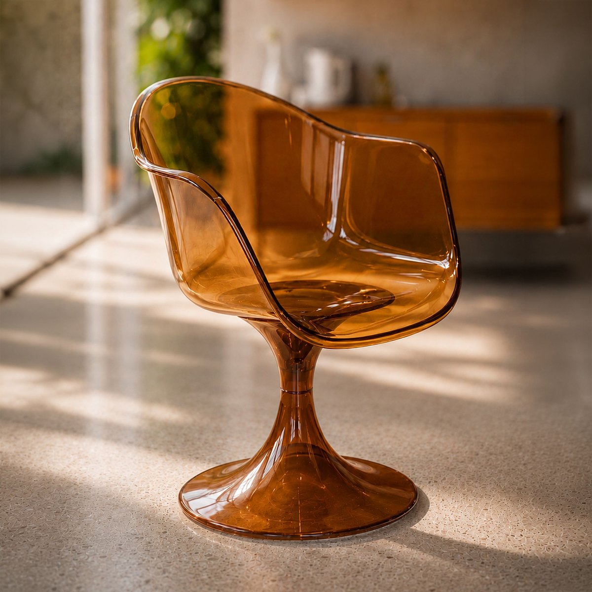 Table ronde effet béton Ø120cm avec 4 fauteuils GLAM couleur unique, NOW'S HOME