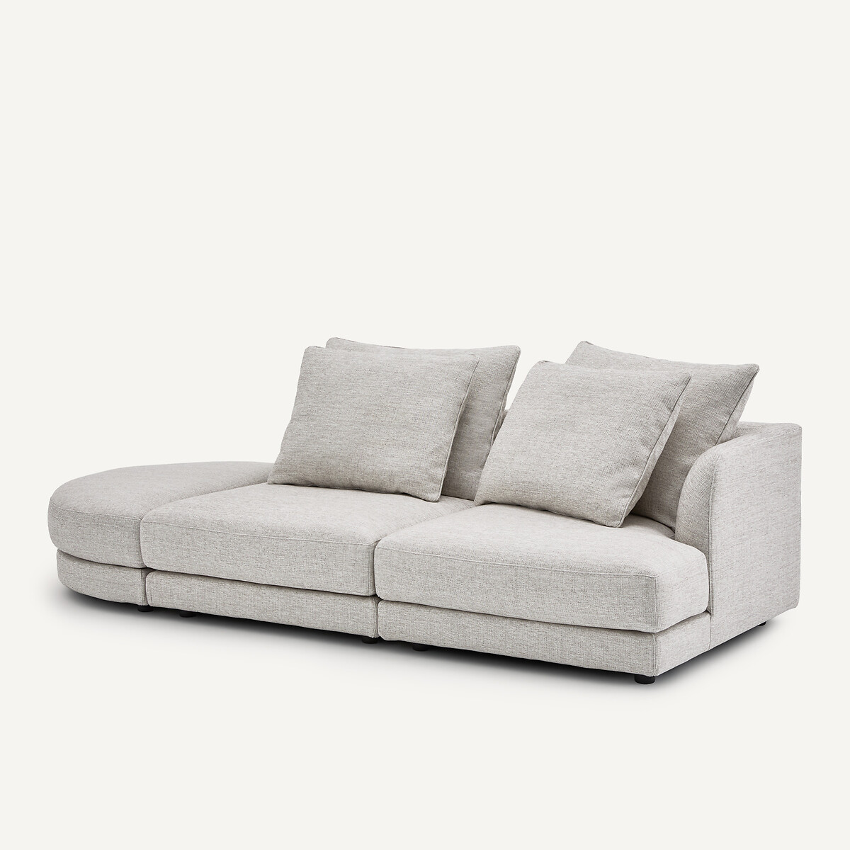 Repose-pieds modulable en toile jaspée, TIBERIO gris/blanc, AM.PM