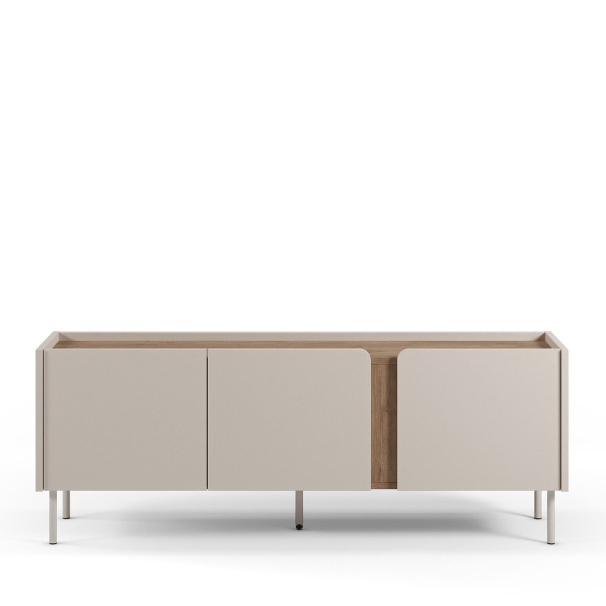 Meuble TV 3 portes en bois et métal L140cm- BOXY beige, DRAWER