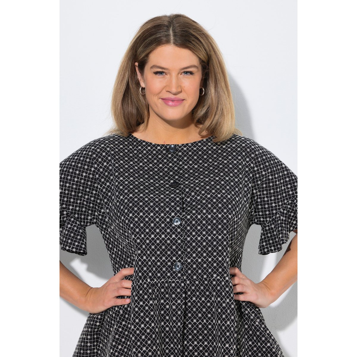 Veste esprit blouse à coupe évasée noir, ULLA POPKEN