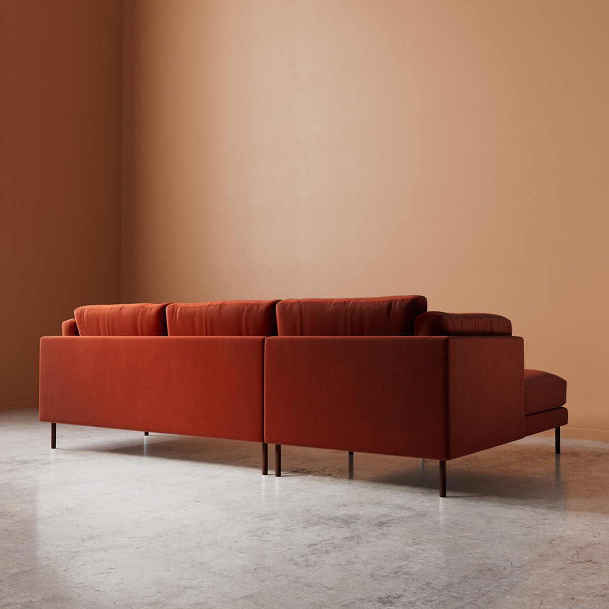 Munich Crushed Velvet Corner Chaise Sofa harissa, SWOON