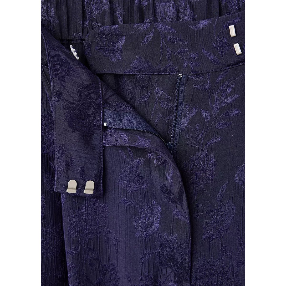 Pantalon jacquard fleuri bleu, MANGO
